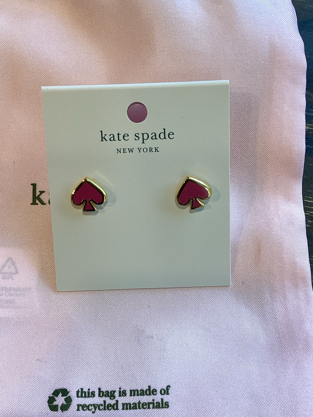 kate spade Hot Pink and Gold Spade Stud Earrings